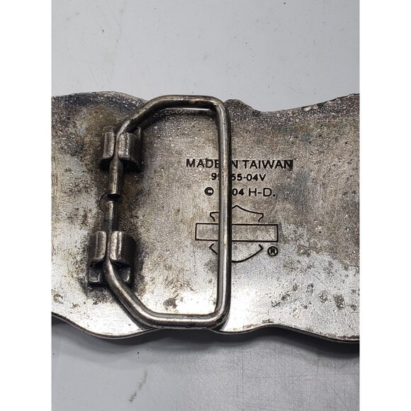 Vintage 2004 Harley Davidson Bar & Shield Flame Silver-Tone Belt Buck 99555-D4V - Picture 7 of 9